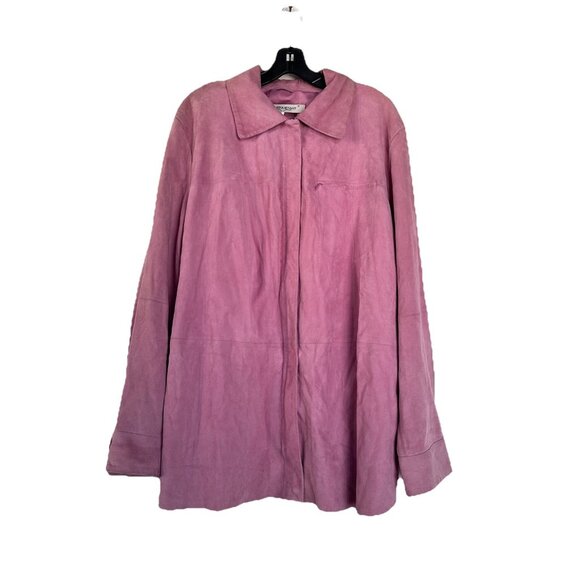 Marina Rinaldi Pink Suede Leather Jacket Shirt - Picture 4 of 14